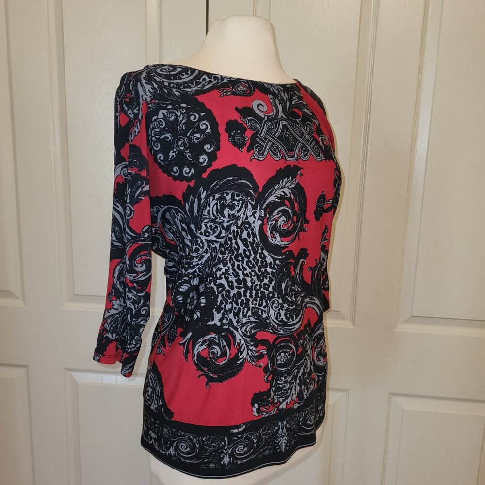 Cache Rad And Black Versailles Pattern Tunic Top … - image 6
